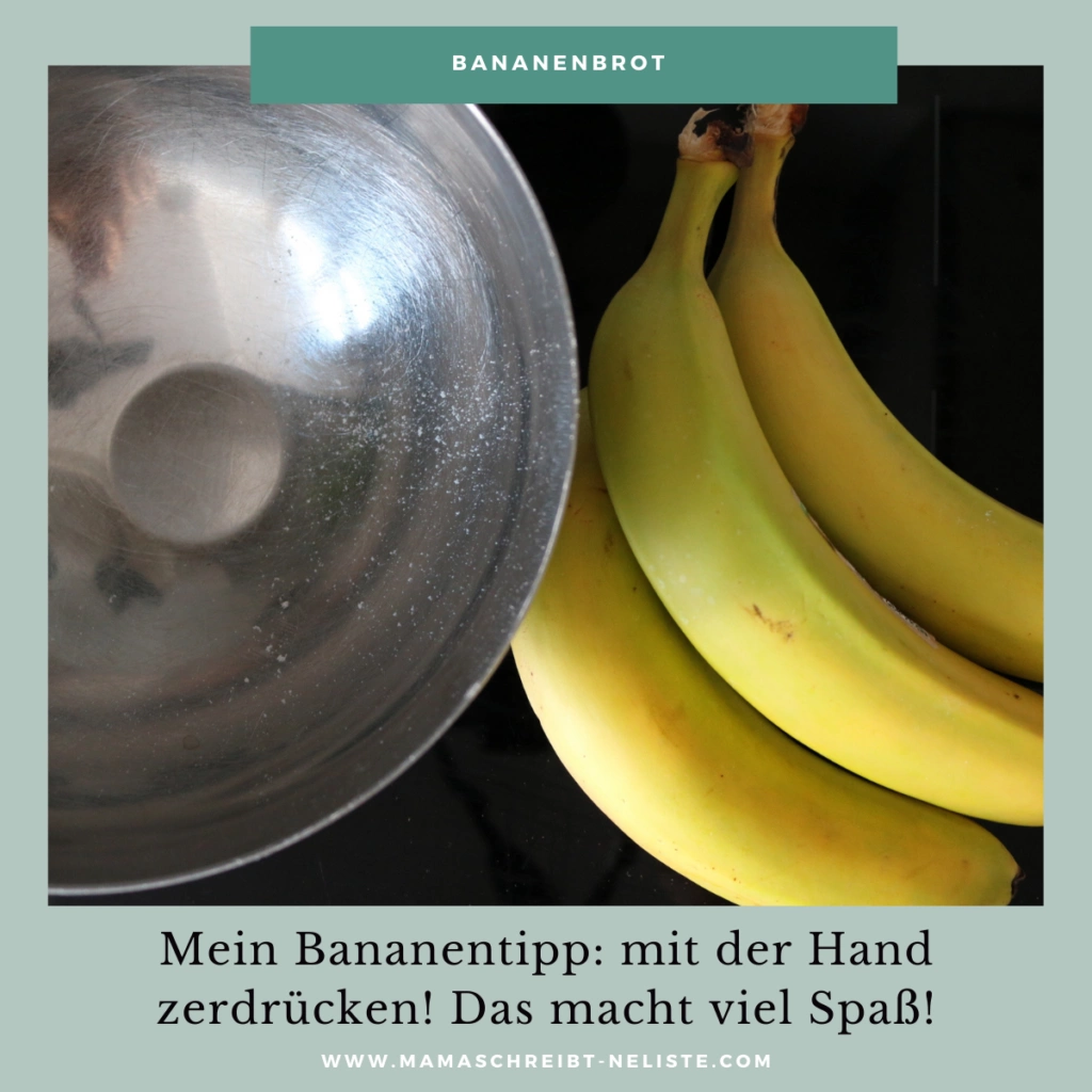 Bananenbrot Rezept ohne mixer für kinder ganz einfach und schnell Bananen einfach mit der Hand zerdrücken