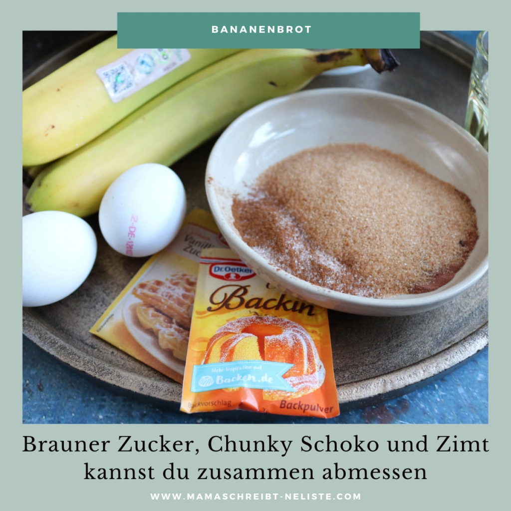 Bananenbrot Rezept ohne mixer für kinder ganz einfach und schnell brauner Zucker Zimt chunky Flavour