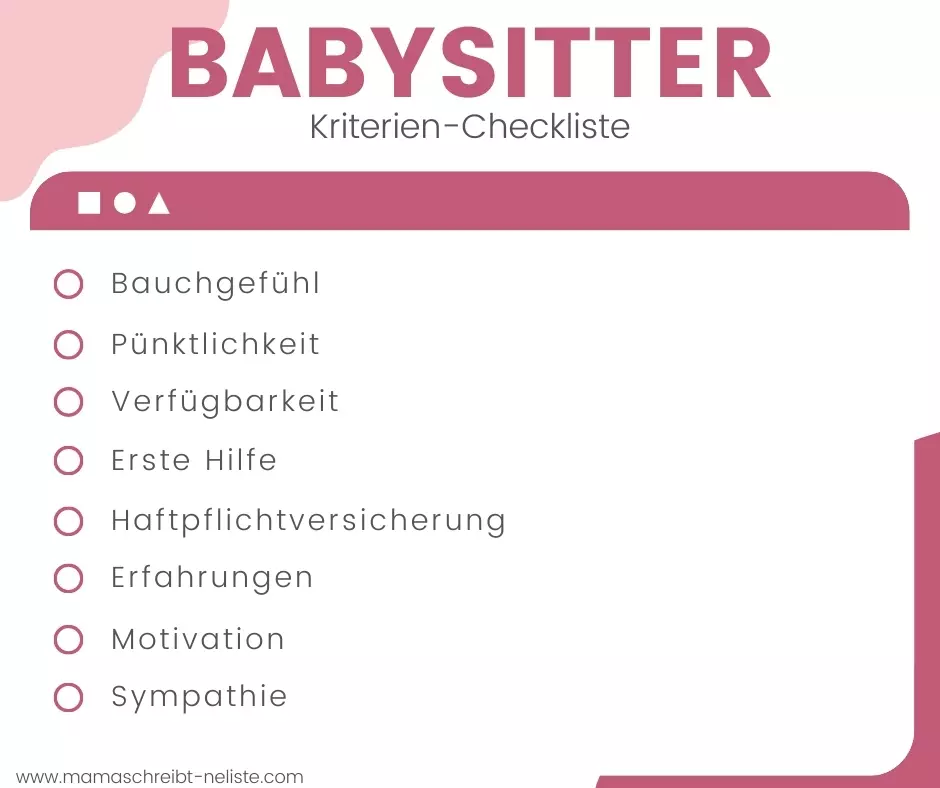 babysitter Checkliste Kriterien pünktlichkeit Sympathie
mama schreibt ne liste
Kinderlächeln